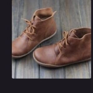 Brown Leather Lace-Up Boots